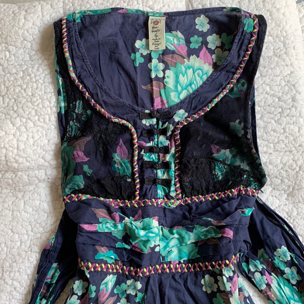 Free people floral lace bohemian blouse tank top